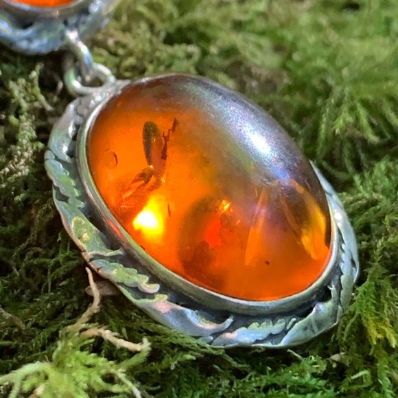 ⭐️Handmade Sterling silver/ cognac amber earrings - Picture 10 of 16